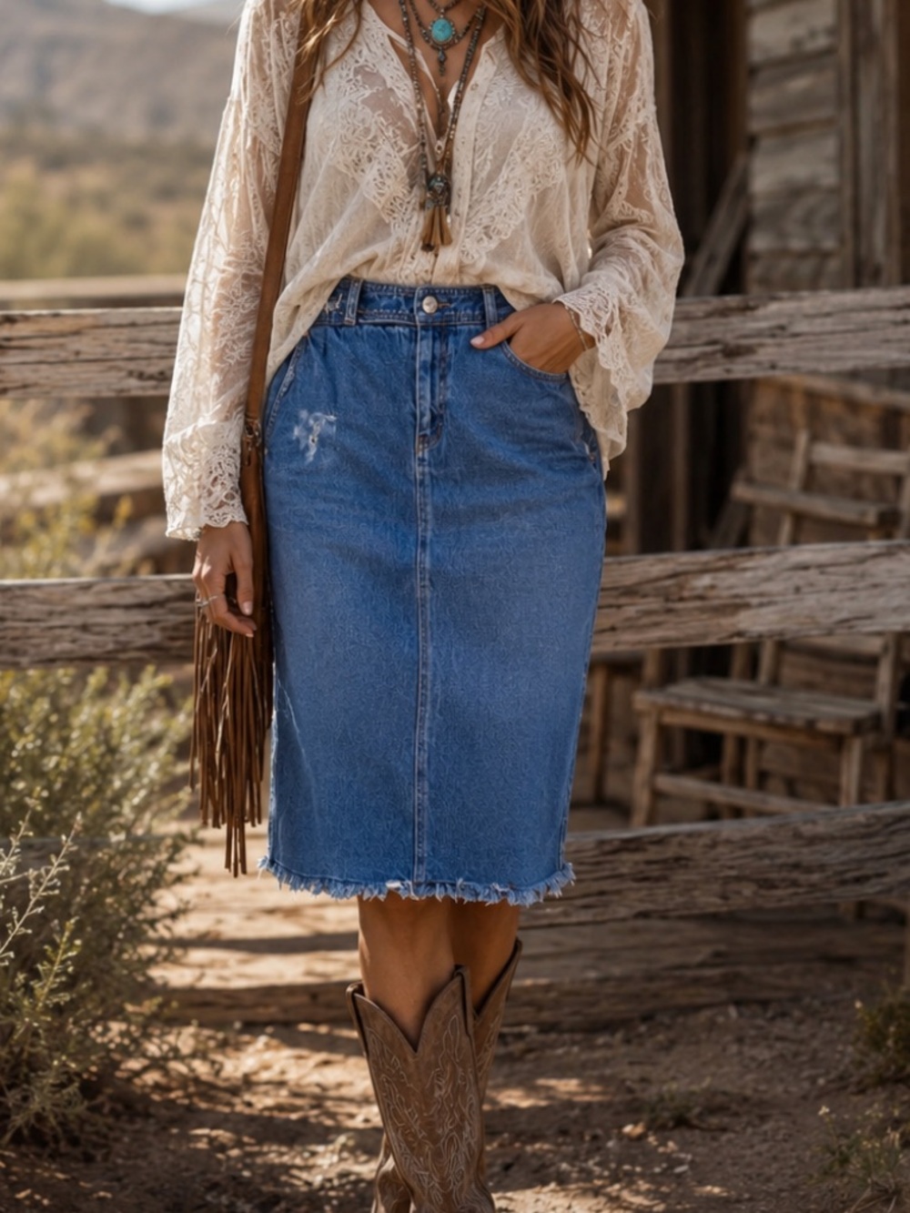 Sigrid Olsen and Levis Repurposed Denim Midi Skirt